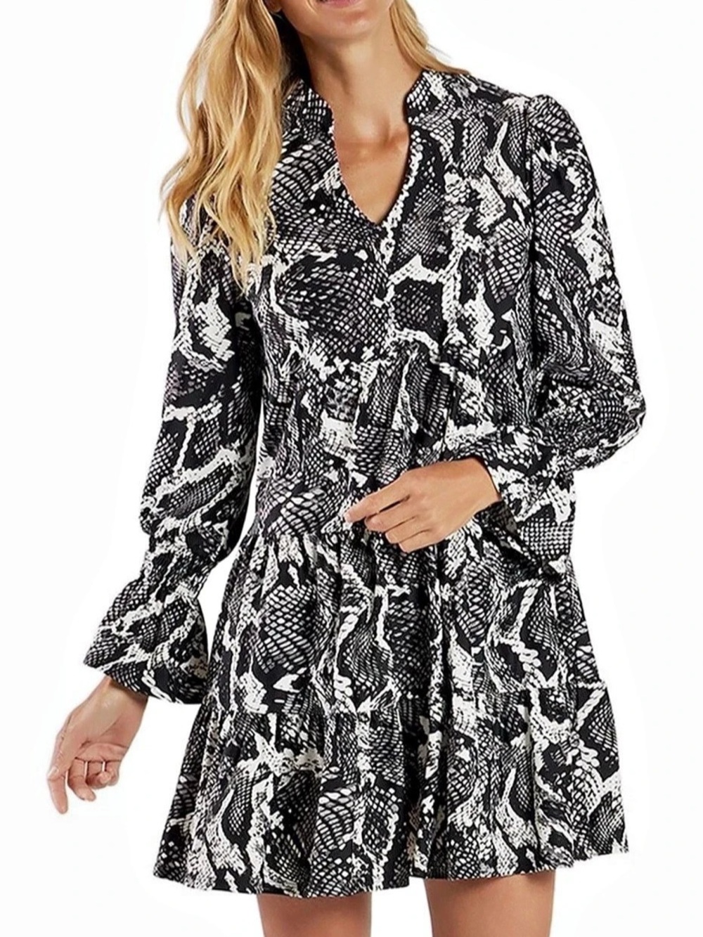Jude Connally Tammi Snake Print Tiered Dress Size Small